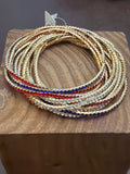 Red White Blue Stretch Rhinestone Bracelet Set