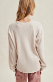 Drop Shoulders Waffle Knit Top/Oatmilk