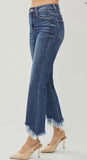 Risen High Rise Raw Hem Ankle Bootcut Jean