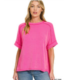 Raised Rib Cuff Sleeve Top
