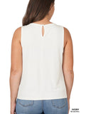 Plus Front Neck Pleat Sleeveless Top