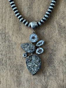 Druzy & Topaz Pendant