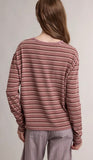 Striped Relaxed Long Sleeve Top/ Marsala