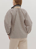 Black Tan Stripe Banded Cuff Top