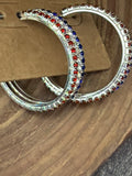Red White Blue Rhinestone Stripe Hoop Earring