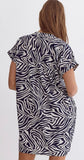 Navy print dress with pockets