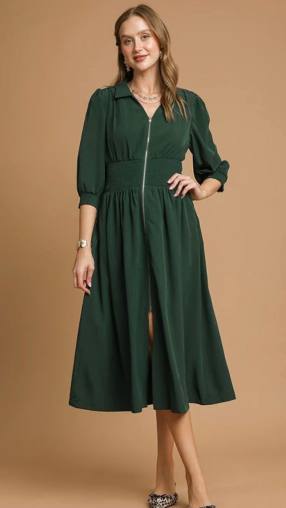 Palm Green Zip Dress