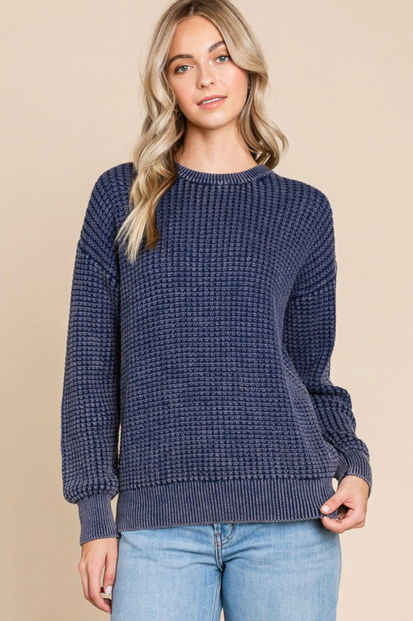 Navy Mineral Wash Sweater