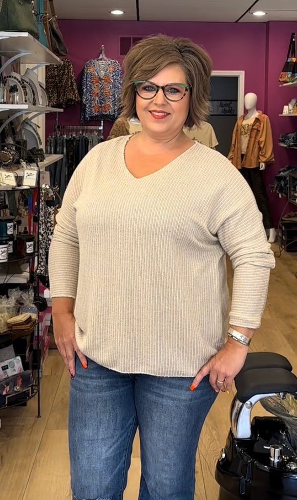 Gold foil stripe sweater