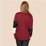 Rust leopard sequin color block shirt
