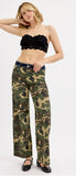 Risen Camo Mid Rise Straight Wide Pant