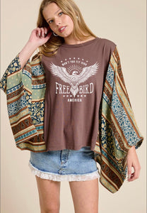 Freebird Top Brown Multi