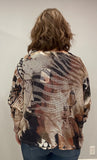 Mesh animal print sweater