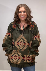 Olive Aztec Pullover