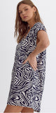 Navy print dress with pockets