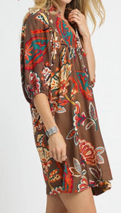 Brown Floral Dress
