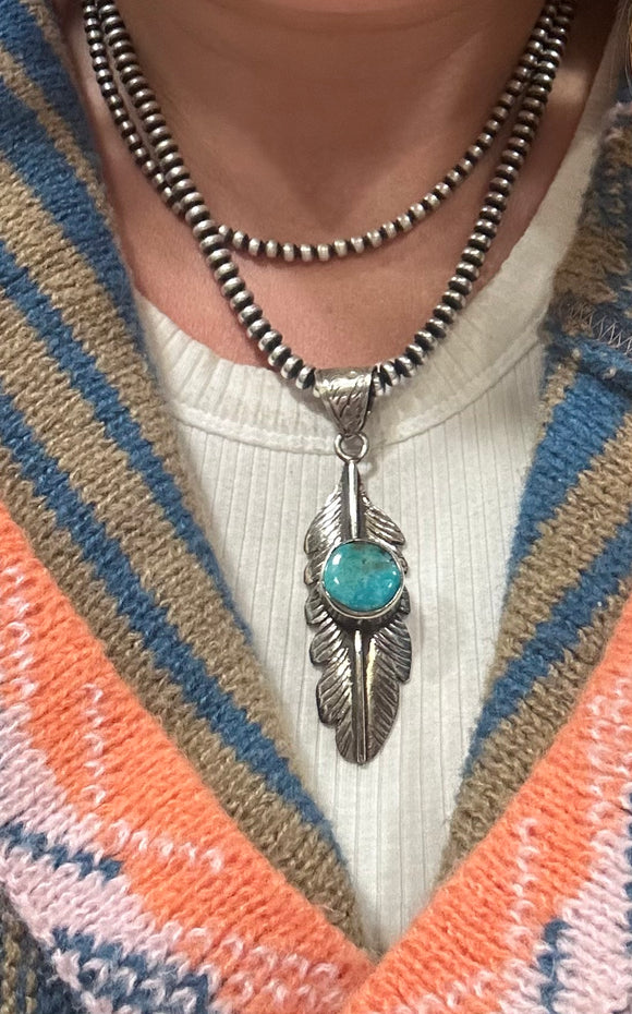 Turquoise Feather Pendant