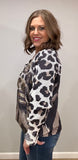 Mesh animal print sweater
