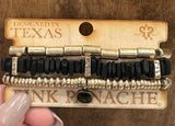 Coconut Shell Bracelet Trio with Austrian Crystal