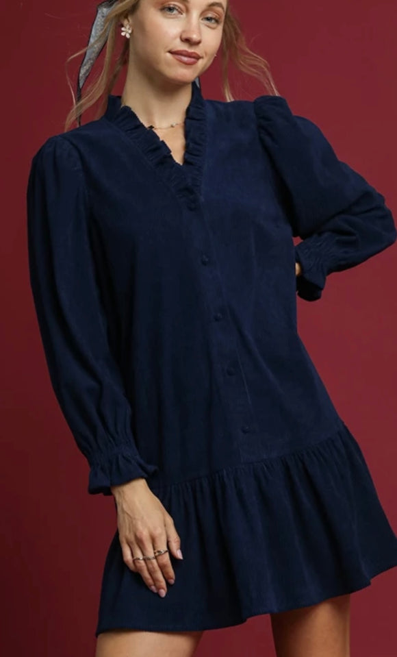 Navy Corduroy Dress