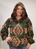 Olive Aztec Pullover