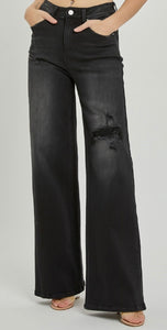Risen High-Rise Distressed Wide Leg Jean