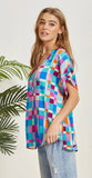 Multi check V-Neck top