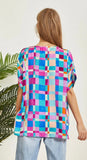 Multi check V-Neck top