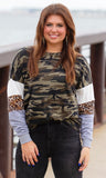 Camo color block sleeve shirt