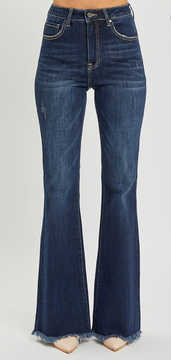 High Rise Vintage Frayed Hem Flare