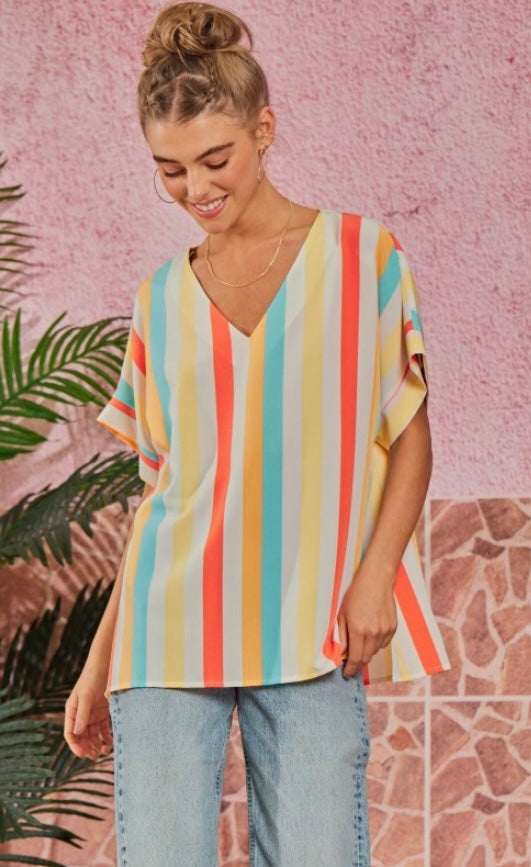 Stripe v-neck top