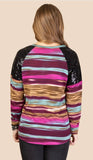 Multi stripe and sequin long sleeve shirt