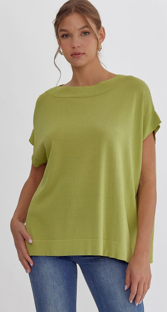 Honeydew lightweight short sleeve sweater