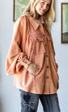 Balloon Sleeve Button Down Shacket