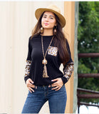 Leopard foil sequin long sleeve shirt