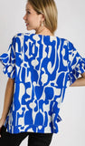 Sapphire print ruffle sleeve top