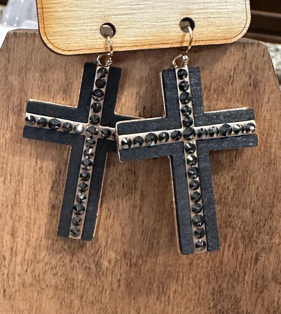 Rhinestone Cross Earrings