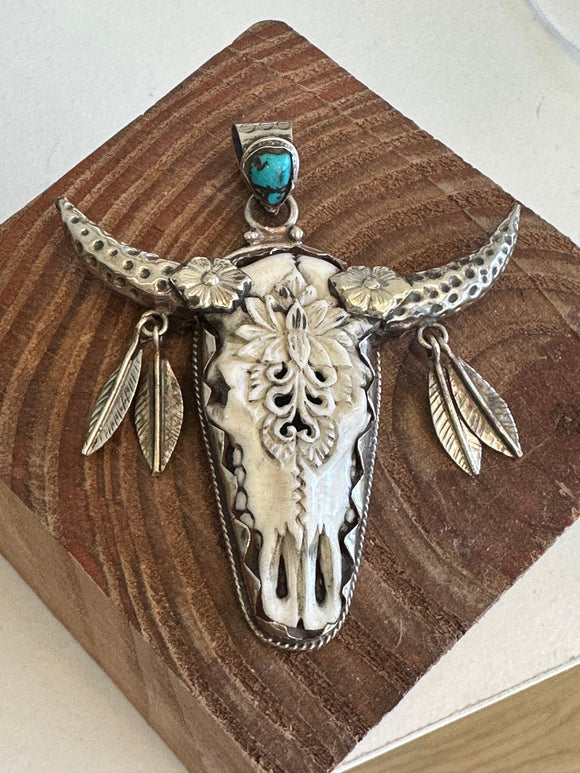Bone skull pendant