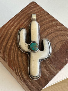 Bone cactus pendant