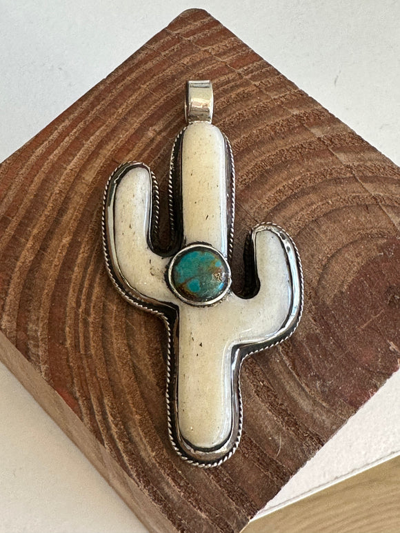 Bone cactus pendant