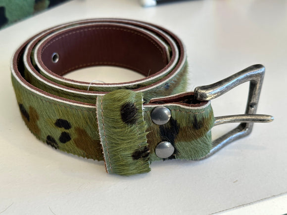 Leather hair-on camo belt