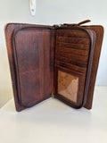 Leather camo hair-on wallet purse