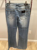 Risen Mid Rise Distressed Flare Jean