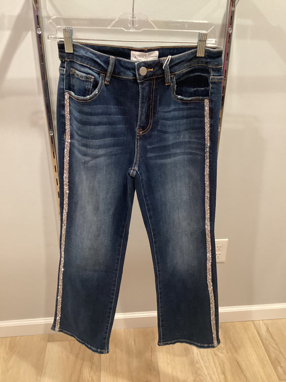 Risen Straight Glitzy Ankle Jean