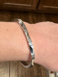 Heavy square detail sterling bangle