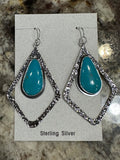Hammered Sterling & Turquoise Earrings