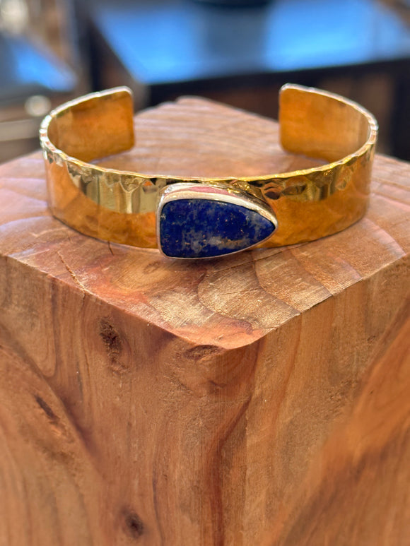 Blue Lapis Red Brass Cuff
