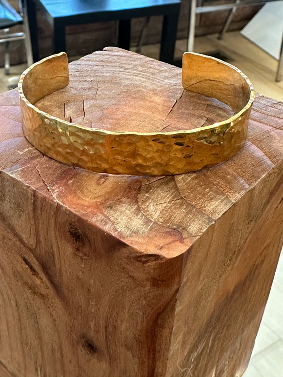 Medium width hammered Red Brass Cuff