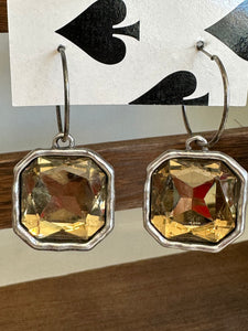 Bezel champagne rhinestone earring