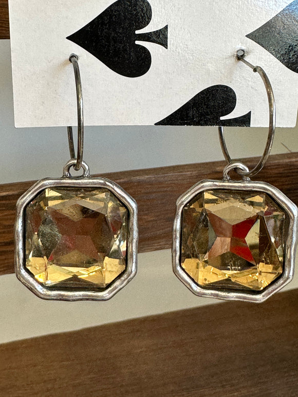 Bezel champagne rhinestone earring